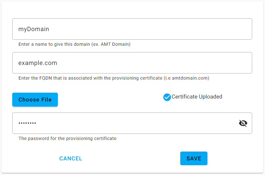 Figure 5: Example Domain profile